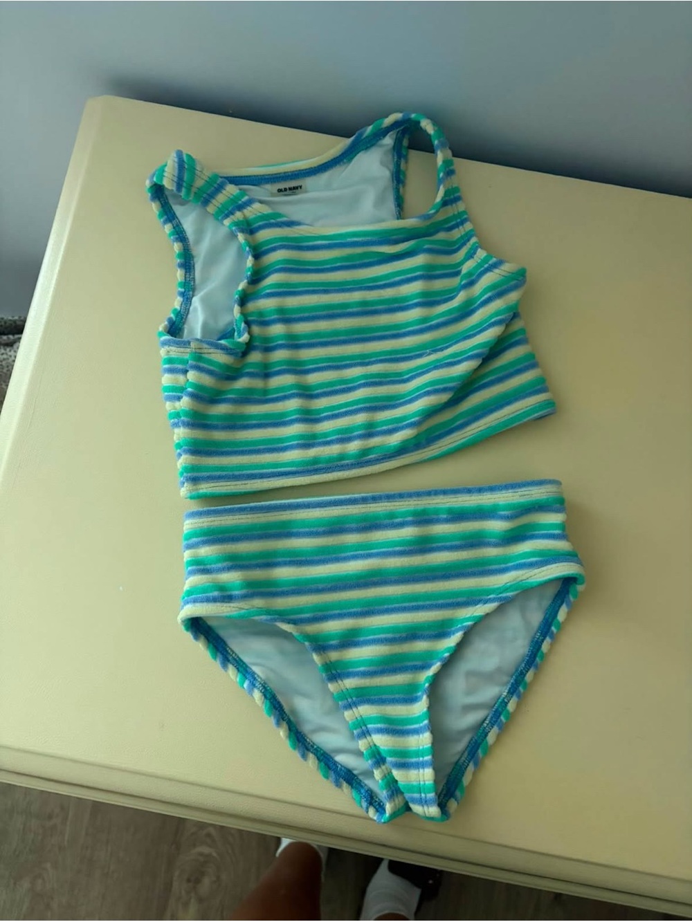 Old Navy Girls' Striped Two-Piece Swim Set - Aqua, Green & White